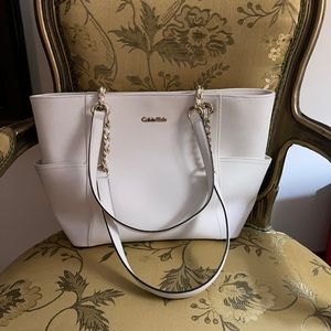 Calvin Klein women white tote bag